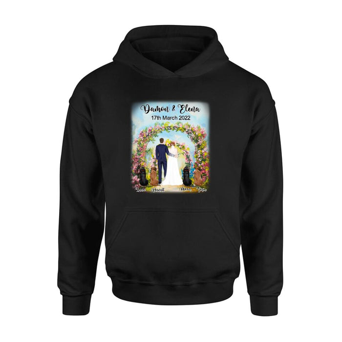 Personalized Wedding T-shirt - Wedding Gift For Couple - Up to 4 Dogs