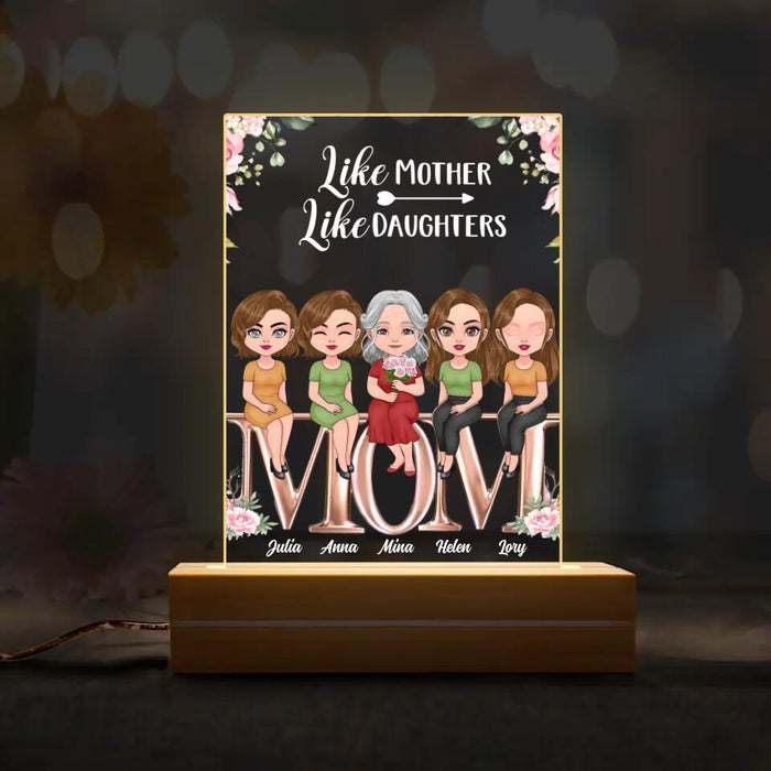 Personalized Mother Acrylic Night Light - Up to 4 Daughters - Gift Idea For Mother's Day - Like Mother Like Daughters