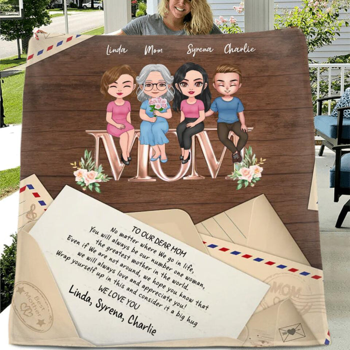 Personalized Mom & Children Quilt/Fleece Throw Blanket - Gift Idea For Mother's Day - Up to 3 Children - You Will Always Be Our Number One Woman
