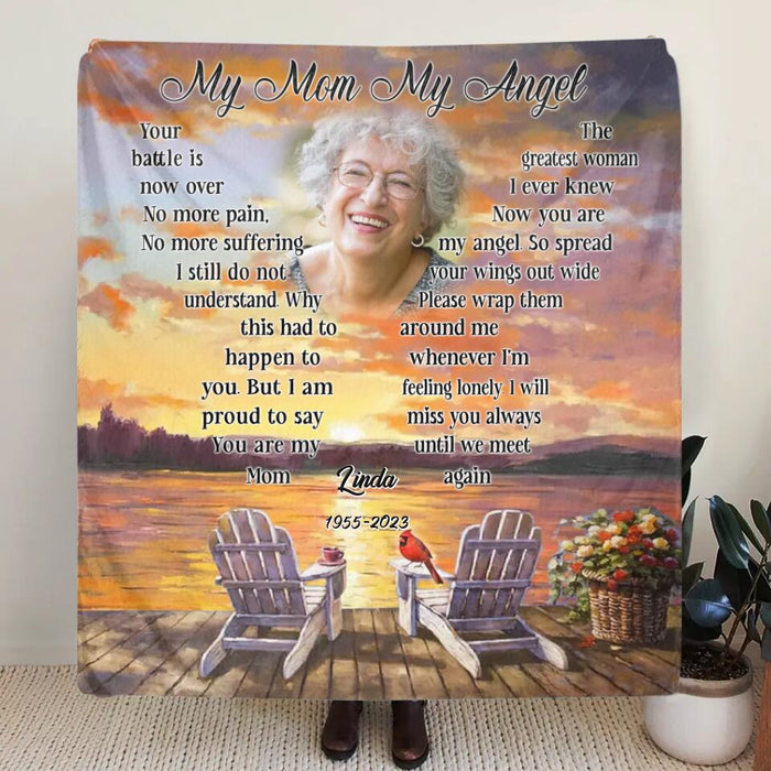 Personalized Memorial Photo Fleece Throw Blanket/Quilt - Gift Idea For Mother's Day - My Angel