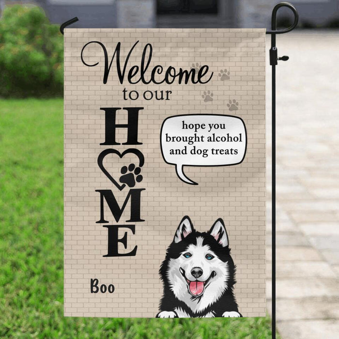 Personalized Pet Flag - Up to 6 Dogs/Cats - Mother's Day Gift for Dog/Cat Owners - Welcome To Our Home