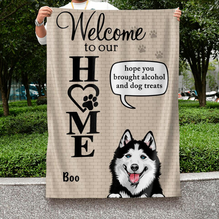 Personalized Pet Flag - Up to 6 Dogs/Cats - Mother's Day Gift for Dog/Cat Owners - Welcome To Our Home