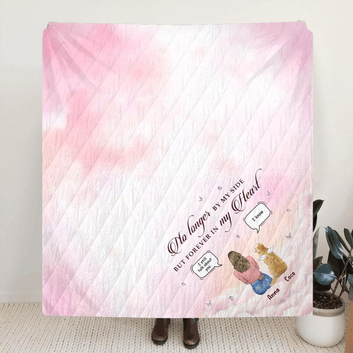 Personalized Memorial Pet Fleece Throw Blanket/Quilt - Memorial Gift Idea for Dog/Cat Owners - No Longer By My Side But Forever In My Heart
