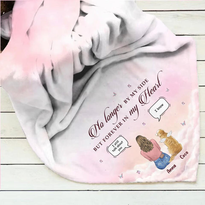 Personalized Memorial Pet Fleece Throw Blanket/Quilt - Memorial Gift Idea for Dog/Cat Owners - No Longer By My Side But Forever In My Heart