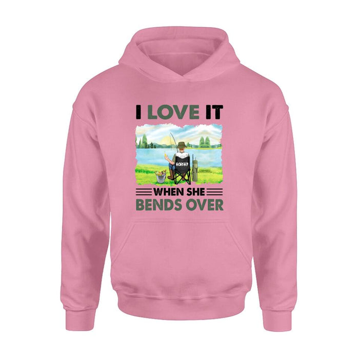 Personalized Fishing Shirt - Gift Idea For Couple/Fishing Lovers/Mother's Day/Father's Day - I Love It When She Bends Over