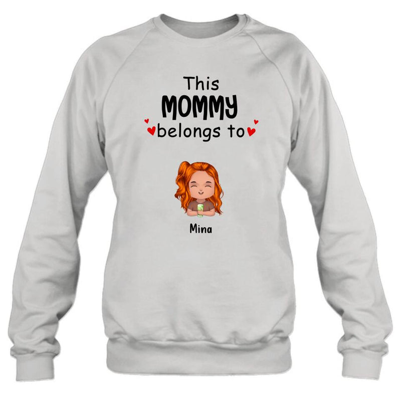 Personalized This Mommy Belongs To Doll Kids T-Shirt/Long Sleeve/Sweatshirt/Hoodie - Up to 7 Children - Gift Idea For Grandma/Grandpa/Dad/Mom/Mother's Day/Father's Day