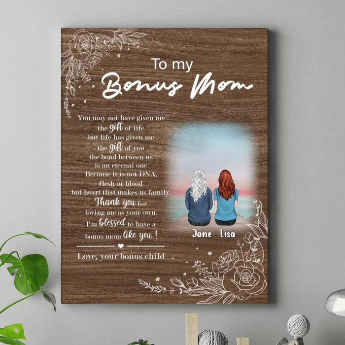 Personalized Bonus Mom Canvas - Up to 4 Children - Mother's Day Gift Idea for Bonus Mom - To My Bonus Mom
