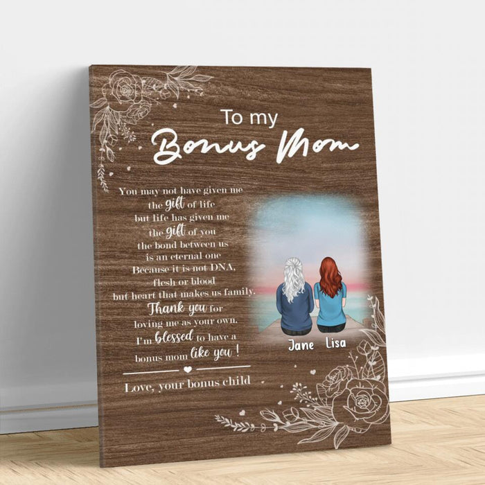Personalized Bonus Mom Canvas - Up to 4 Children - Mother's Day Gift Idea for Bonus Mom - To My Bonus Mom