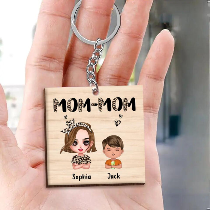 Personalized Mom Wooden Keychain - Up to 7 Children - Mother's Day Gift Idea For Grandma/ Mother