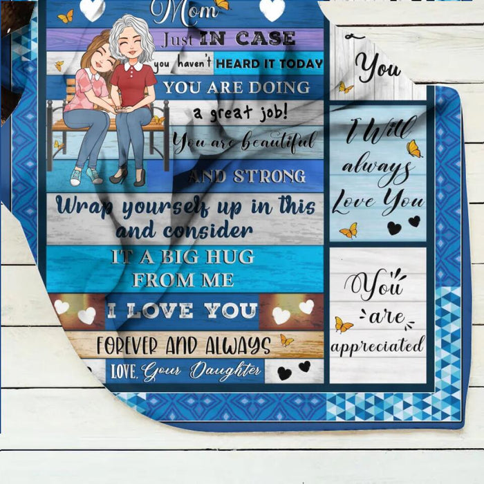 Personalized Mom & Daughter Fleece Throw Blanket/Quilt - Gift Idea For Mother's Day From Daughter - You Are Doing A Great Job