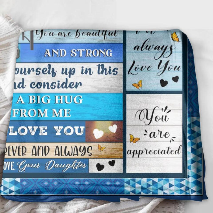 Personalized Mom & Daughter Fleece Throw Blanket/Quilt - Gift Idea For Mother's Day From Daughter - You Are Doing A Great Job