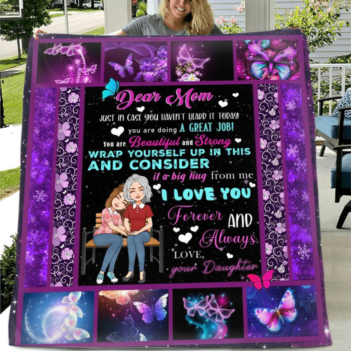 Personalized Mom & Daughter Fleece Throw Blanket/Quilt - Gift Idea For Mother's Day From Daughter - I Love You Forever And Always
