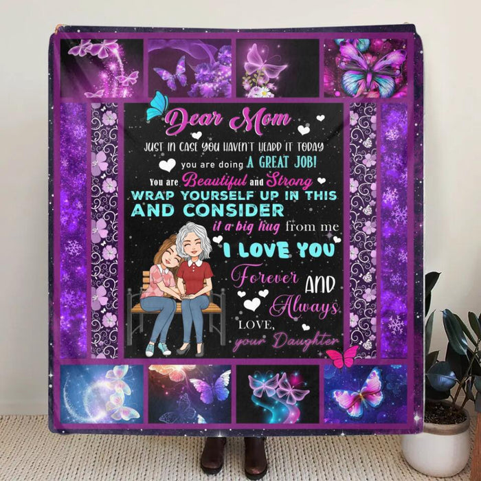 Personalized Mom & Daughter Fleece Throw Blanket/Quilt - Gift Idea For Mother's Day From Daughter - I Love You Forever And Always