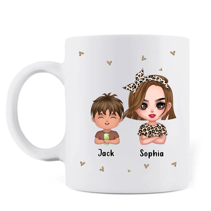 Personalized Mother Coffee Mug - Mom With Up to 4 Children - Mother's Day Gift To Mom - Happy Mother's Day To My Best Mom From Your Swimming Champion