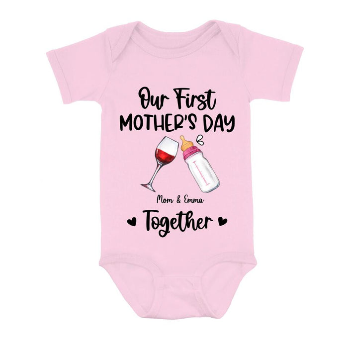 Personalized Baby Onesie/T-Shirt - Mother's Day Gift Idea For Baby/Mom - Our First Mother's Day Together