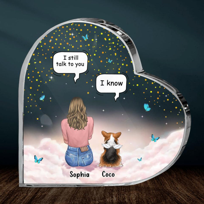 Personalized Memorial Pet Crystal Heart - Up to 4 Pets - Memorial Gift Idea For Dog/Cat Lover -  I Still Talk To You