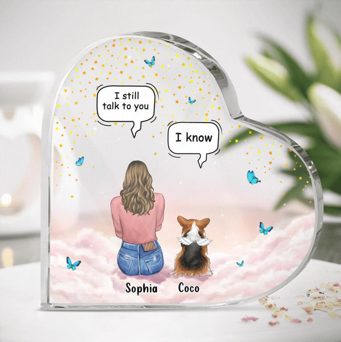 Personalized Memorial Pet Crystal Heart - Up to 4 Pets - Memorial Gift Idea For Dog/Cat Lover -  I Still Talk To You