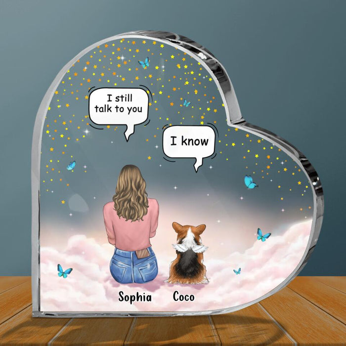 Personalized Memorial Pet Crystal Heart - Up to 4 Pets - Memorial Gift Idea For Dog/Cat Lover -  I Still Talk To You