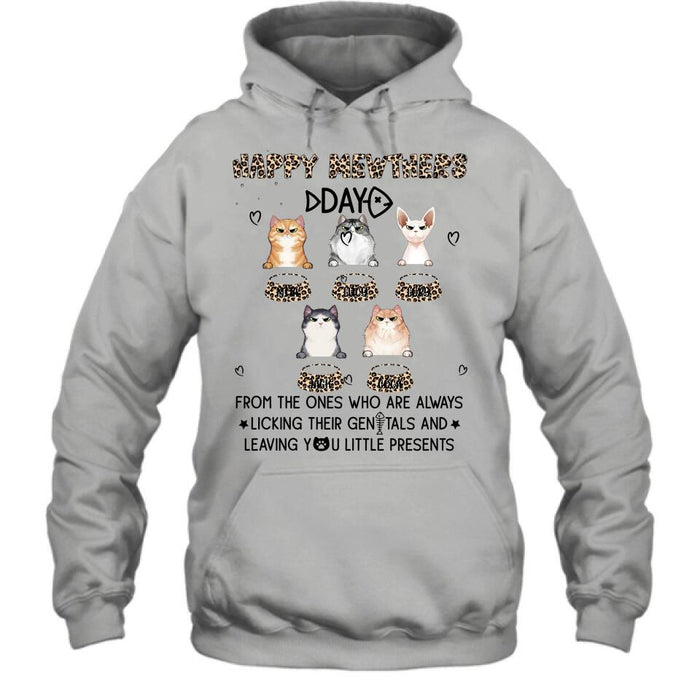 Personalized Cats Unisex T-Shirt/Long Sleeve/Pullover Hoodie/Sweatshirt - Up to 5 Cats - Gift Idea For Cat Lovers - Happy Mewthers Day