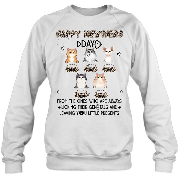 Personalized Cats Unisex T-Shirt/Long Sleeve/Pullover Hoodie/Sweatshirt - Up to 5 Cats - Gift Idea For Cat Lovers - Happy Mewthers Day
