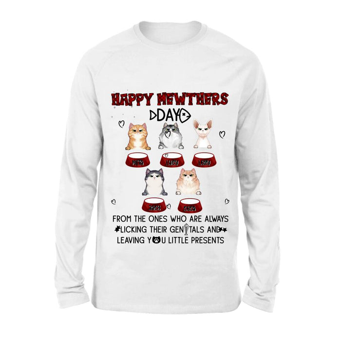 Personalized Cats Unisex T-Shirt/Long Sleeve/Pullover Hoodie/Sweatshirt - Up to 5 Cats - Best Gift Idea For Cat Lovers - Happy Mewthers Day