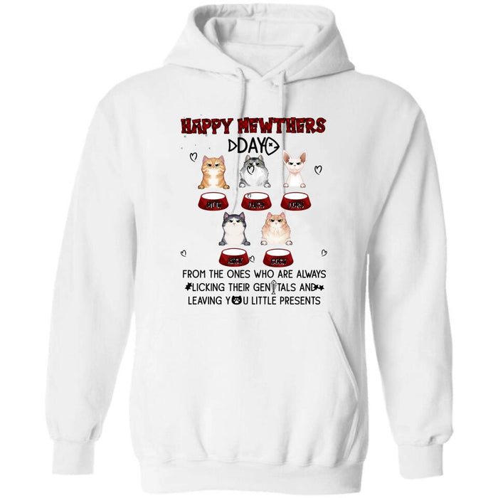 Personalized Cats Unisex T-Shirt/Long Sleeve/Pullover Hoodie/Sweatshirt - Up to 5 Cats - Best Gift Idea For Cat Lovers - Happy Mewthers Day
