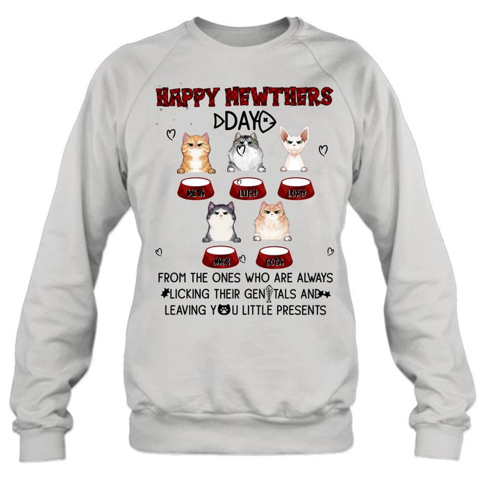 Personalized Cats Unisex T-Shirt/Long Sleeve/Pullover Hoodie/Sweatshirt - Up to 5 Cats - Best Gift Idea For Cat Lovers - Happy Mewthers Day