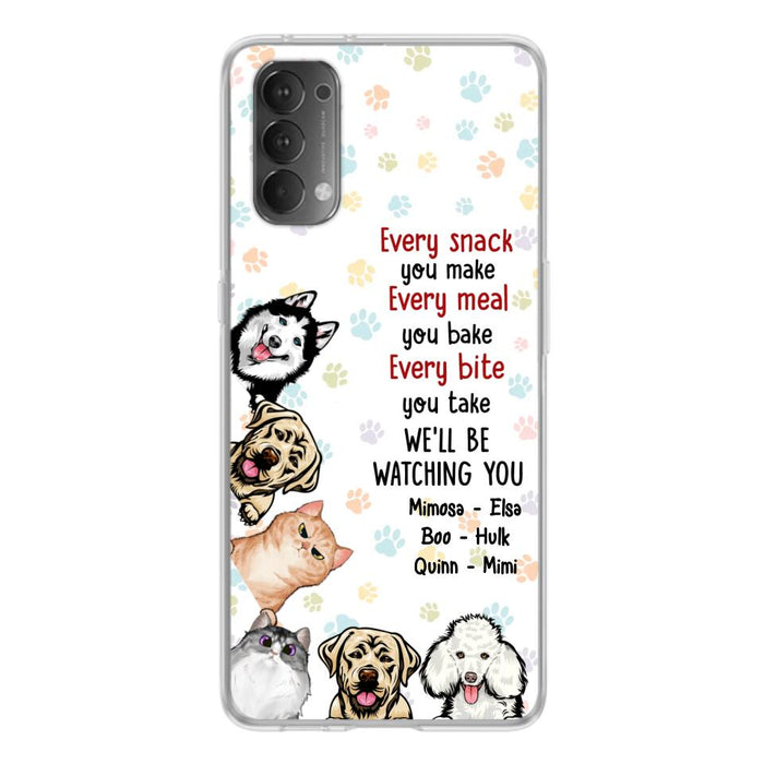Personalized Pets Phone Case - Up to 6 Dogs/Cats - Mother's Day Gift for Dog/Cat Lovers - Every Snack You Make Every Meal You Bake Every Bite You Take We'll Be Watching You - Case for Xiaomi/Huawei/Oppo