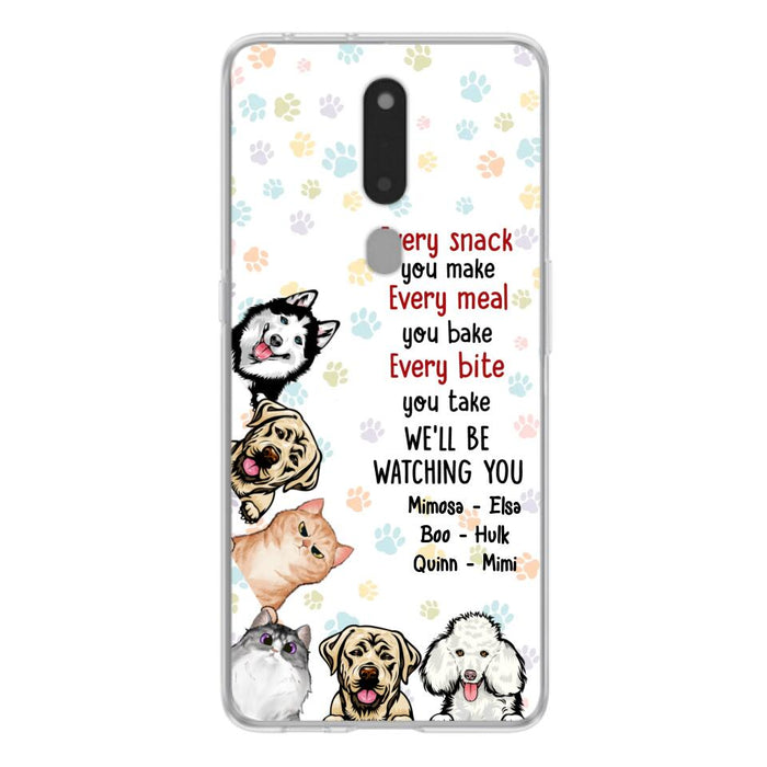 Personalized Pets Phone Case - Up to 6 Dogs/Cats - Mother's Day Gift for Dog/Cat Lovers - Every Snack You Make Every Meal You Bake Every Bite You Take We'll Be Watching You - Case for Xiaomi/Huawei/Oppo