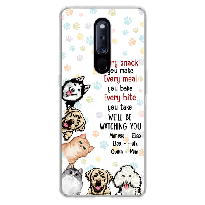 Personalized Pets Phone Case - Up to 6 Dogs/Cats - Mother's Day Gift for Dog/Cat Lovers - Every Snack You Make Every Meal You Bake Every Bite You Take We'll Be Watching You - Case for Xiaomi/Huawei/Oppo