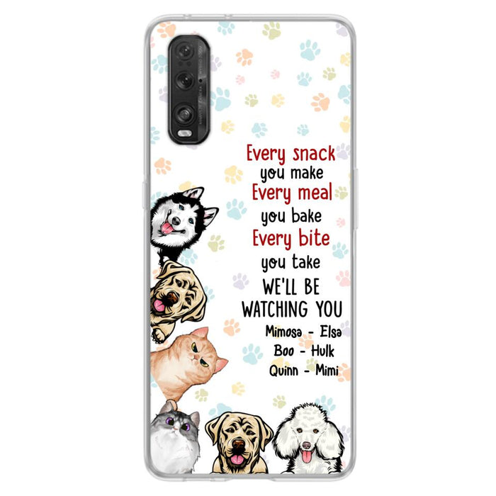 Personalized Pets Phone Case - Up to 6 Dogs/Cats - Mother's Day Gift for Dog/Cat Lovers - Every Snack You Make Every Meal You Bake Every Bite You Take We'll Be Watching You - Case for Xiaomi/Huawei/Oppo