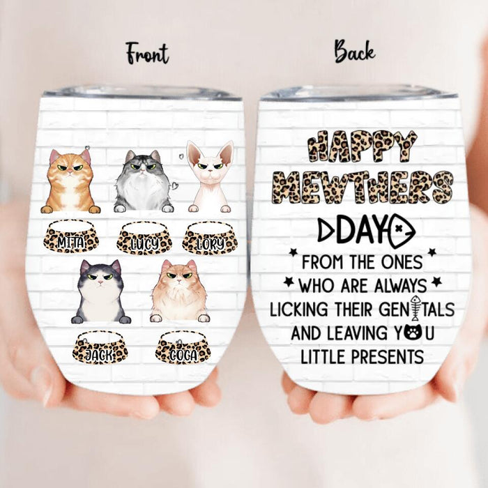 Personalized Cats Wine Tumbler - Up to 5 Cats - Gift Idea For Cat Lovers - Happy Mewthers Day