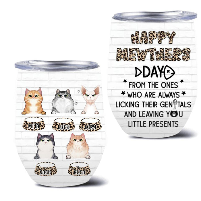 Personalized Cats Wine Tumbler - Up to 5 Cats - Gift Idea For Cat Lovers - Happy Mewthers Day