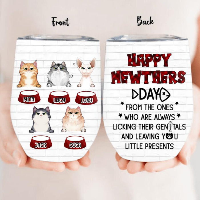 Personalized Cats Wine Tumbler - Up to 5 Cats - Best Gift Idea For Cat Lovers - Happy Mewthers Day