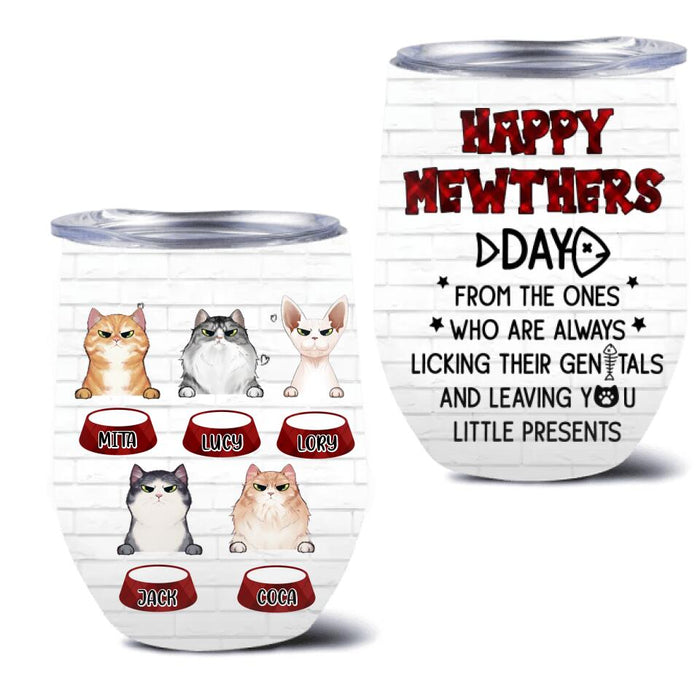 Personalized Cats Wine Tumbler - Up to 5 Cats - Best Gift Idea For Cat Lovers - Happy Mewthers Day