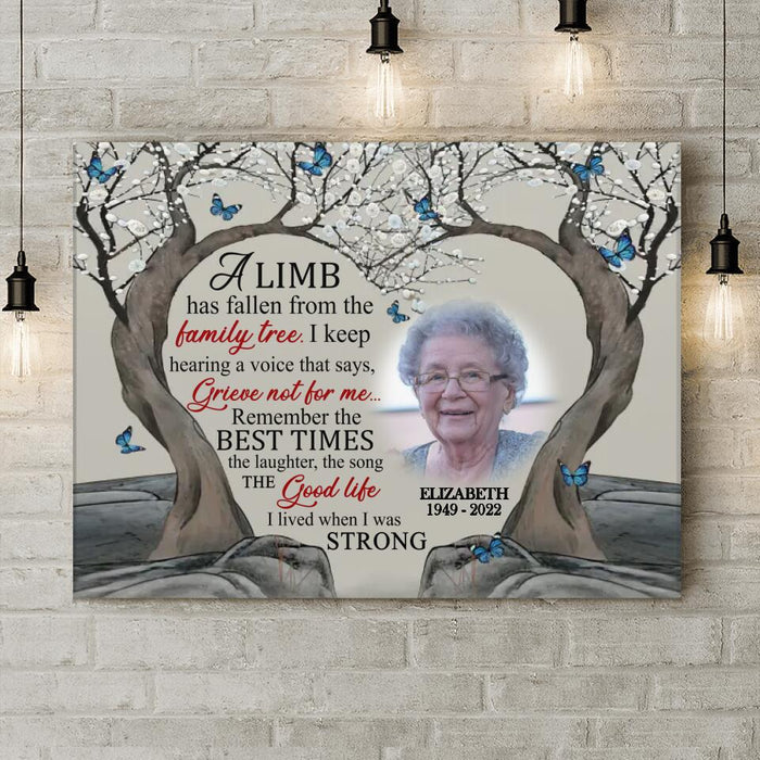 Personalized Memorial Photo Canvas - Memorial Gift Idea For Loss Of Family Member - A Limb Has Fallen From The Family Tree