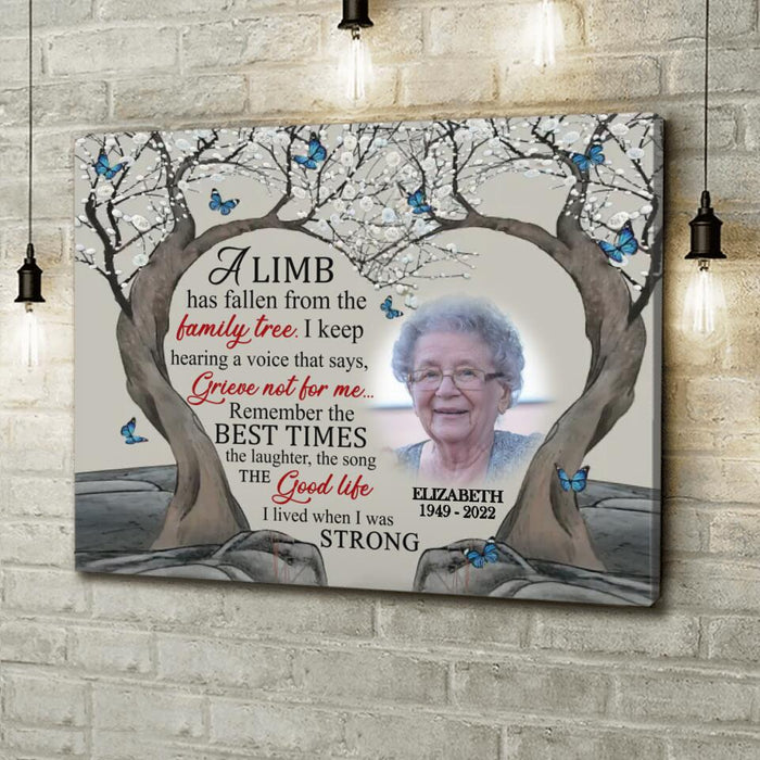 Personalized Memorial Photo Canvas - Memorial Gift Idea For Loss Of Family Member - A Limb Has Fallen From The Family Tree