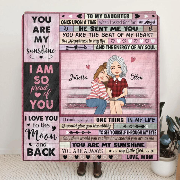 Personalized To My Daughter Fleece Throw Blanket/Quilt - Gift For Daughter From Mom - When I Asked God For An Angel He Sent Me You