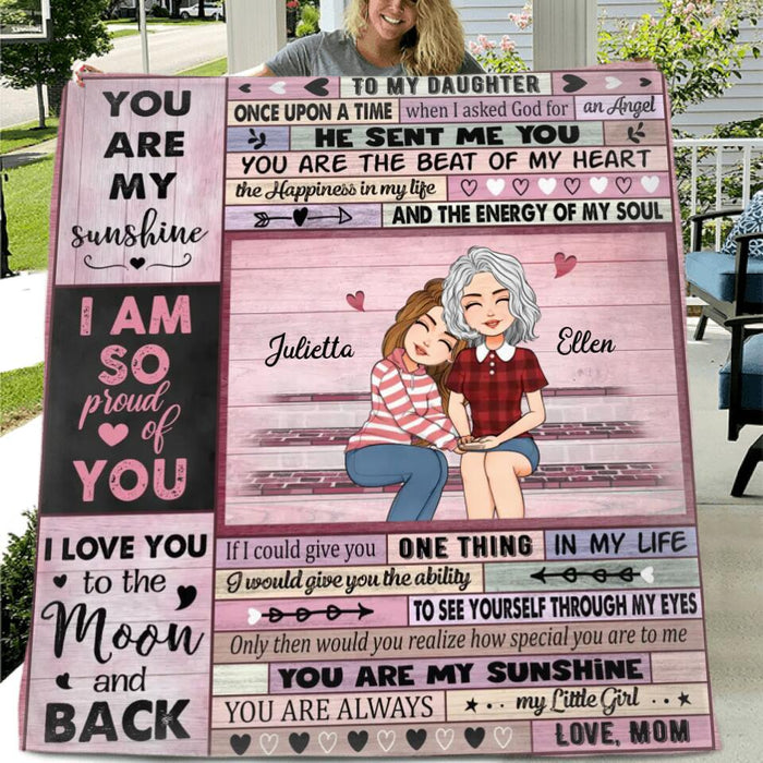 Personalized To My Daughter Fleece Throw Blanket/Quilt - Gift For Daughter From Mom - When I Asked God For An Angel He Sent Me You