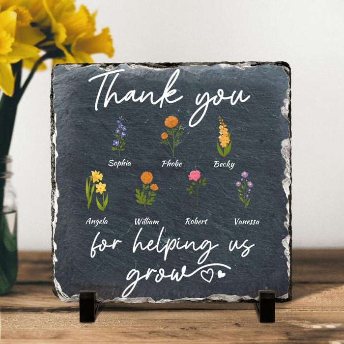 Personalized Flowers Square Lithograph - Up to 7 Flowers - Gift Idea For Mother's Day/Father's Day - Thank You For Helping Us Grow