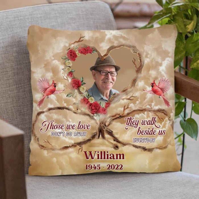 Personalized Memorial Photo Fleece Throw Blanket/Quilt/Pillow Cover - Memorial Gift Idea For Mother's Day/Father's Day - Those We Love Don't Go Away They Walk Beside Us Everyday