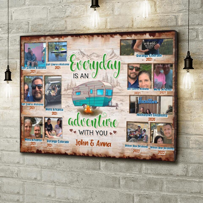 Personalized Camping Photo Canvas - Up to 12 Photos - Gift Idea For Family/Couple/Camping Lover - Everyday Is An Adventure With You