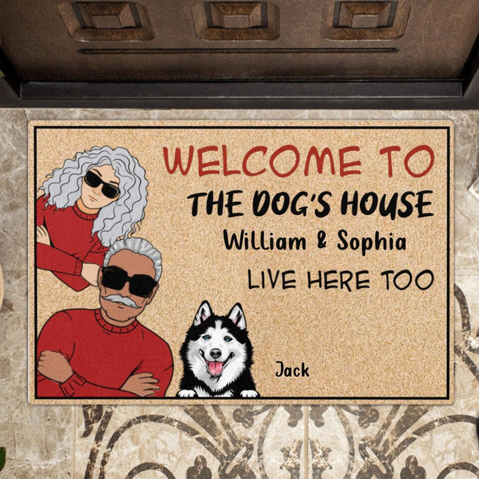 Personalized Couple With Dogs Doormat - Gift Idea For Couple/Dog Lover - Up to 4 Dogs - Welcome To The Dogs' House