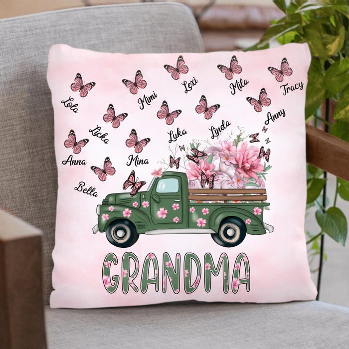 Personalized Nana Pillow Cover - Gift Idea For Grandma/Mother's Day - Up to 12 Butterflies - Nana