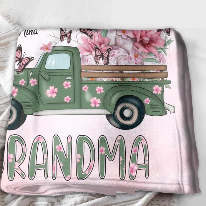 Personalized Nana Fleece Throw Blanket - Gift Idea For Grandma/Mother's Day - Up to 12 Butterflies - Grandma