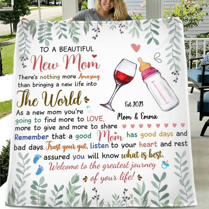 Personalized New Mom Fleece Blanket - Mother's Day Gift For Mom - To A Beautiful New Mom
