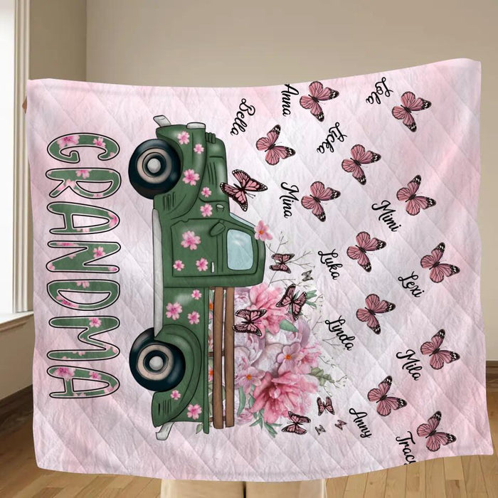 Personalized Nana Quilt - Gift Idea For Grandma/Mother's Day - Up to 12 Butterflies - Grandma