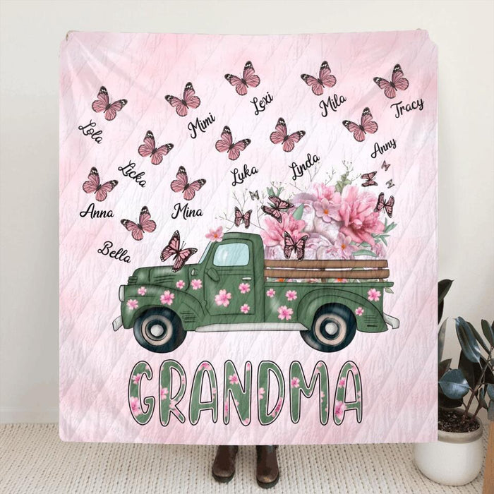 Personalized Nana Quilt - Gift Idea For Grandma/Mother's Day - Up to 12 Butterflies - Grandma