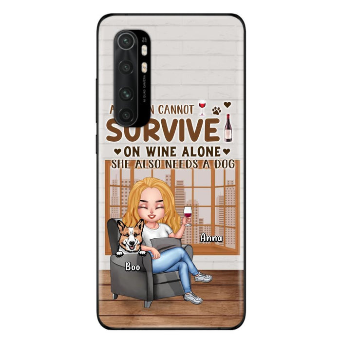 Personalized Pet Mom Phone Case - Up to 4 Dogs/Cats - Mother's Day Gift Idea For Dog/Cat Lovers - A Woman Cannot Survive On Wine Alone She Also Needs A Dog - Case for Xiaomi/Huawei/Oppo