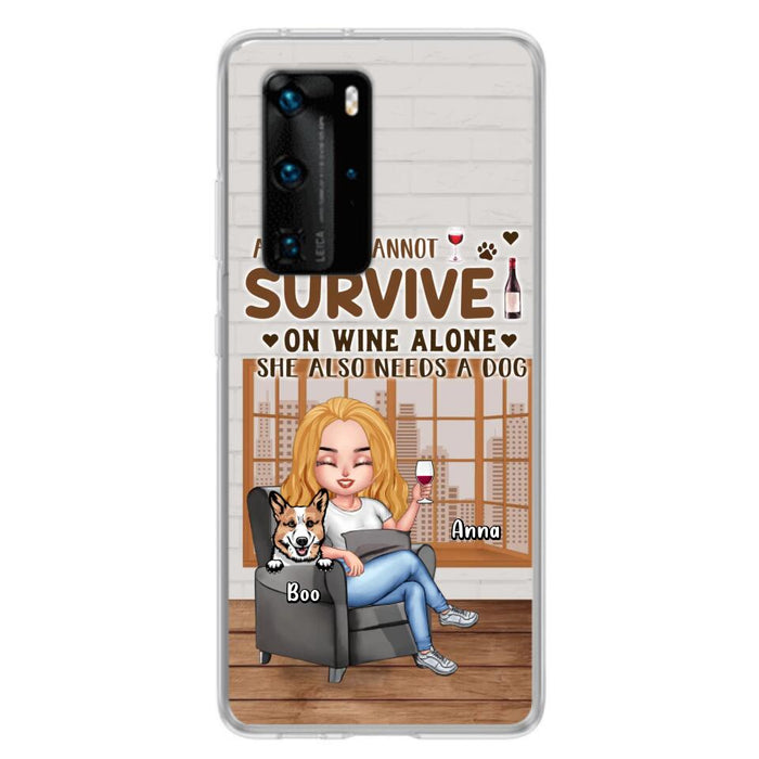 Personalized Pet Mom Phone Case - Up to 4 Dogs/Cats - Mother's Day Gift Idea For Dog/Cat Lovers - A Woman Cannot Survive On Wine Alone She Also Needs A Dog - Case for Xiaomi/Huawei/Oppo